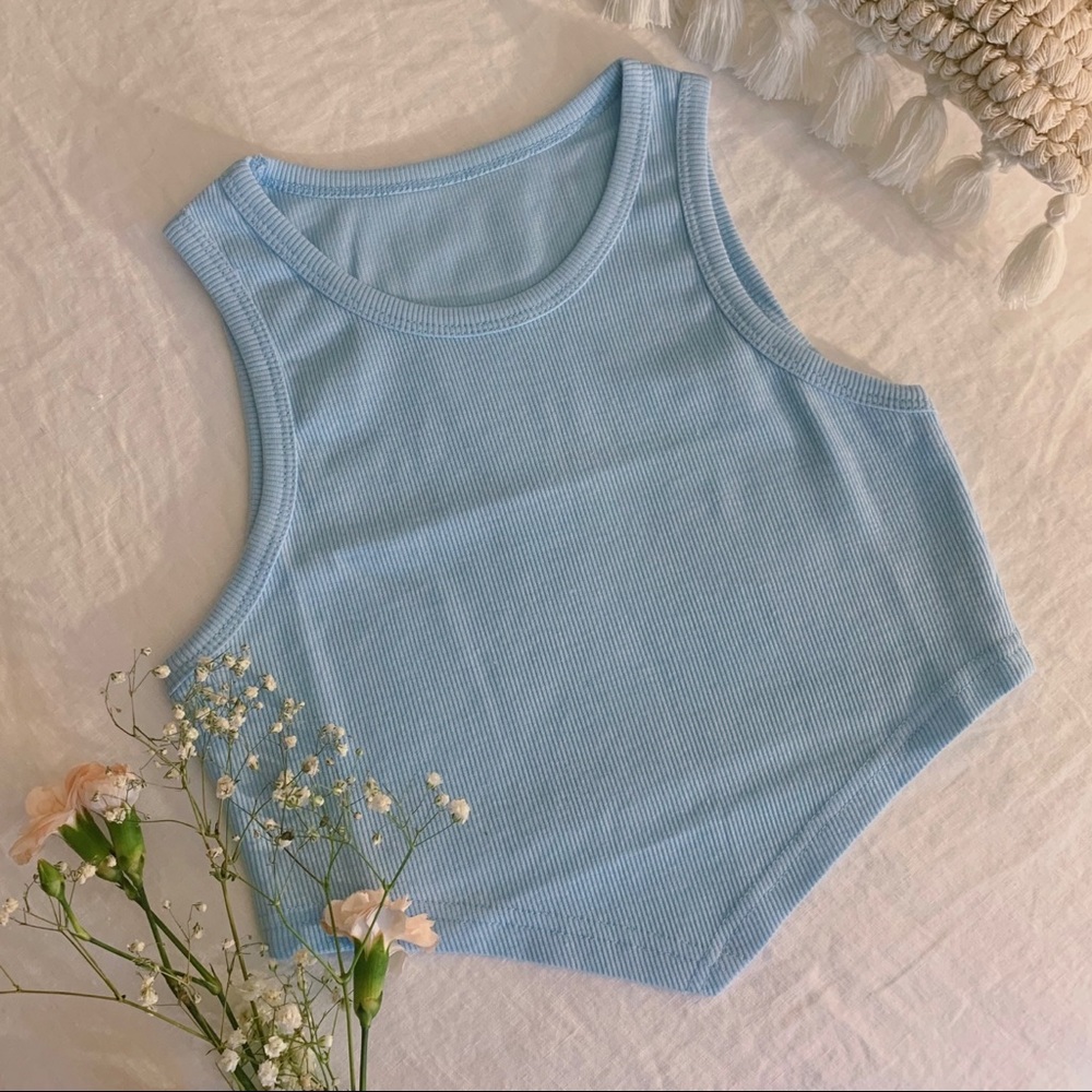 mariposa | blue ribbed triangle tank
